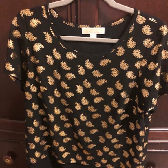 Michael Kors Metallic/black top - Picture 1 of 2